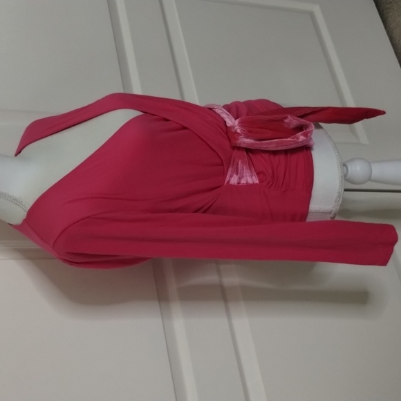 J Crew top blouse pink size medium crushed velvet tie long sleeve crop V-neck - Picture 4 of 12